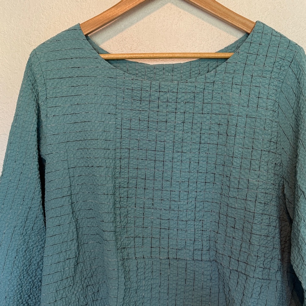 Habitat Teal Grid-Texture Long Sleeve Tunic